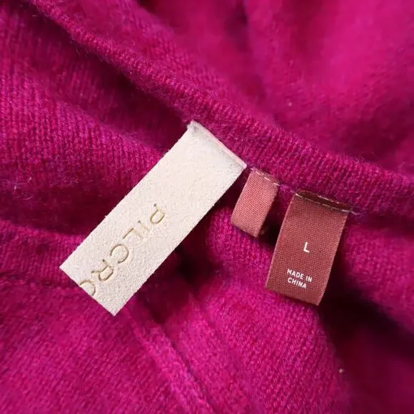 PILCRO Valani Cashmere V Neck Sweater Magenta Hi Low Oversized Women's L - Picture 10 of 11